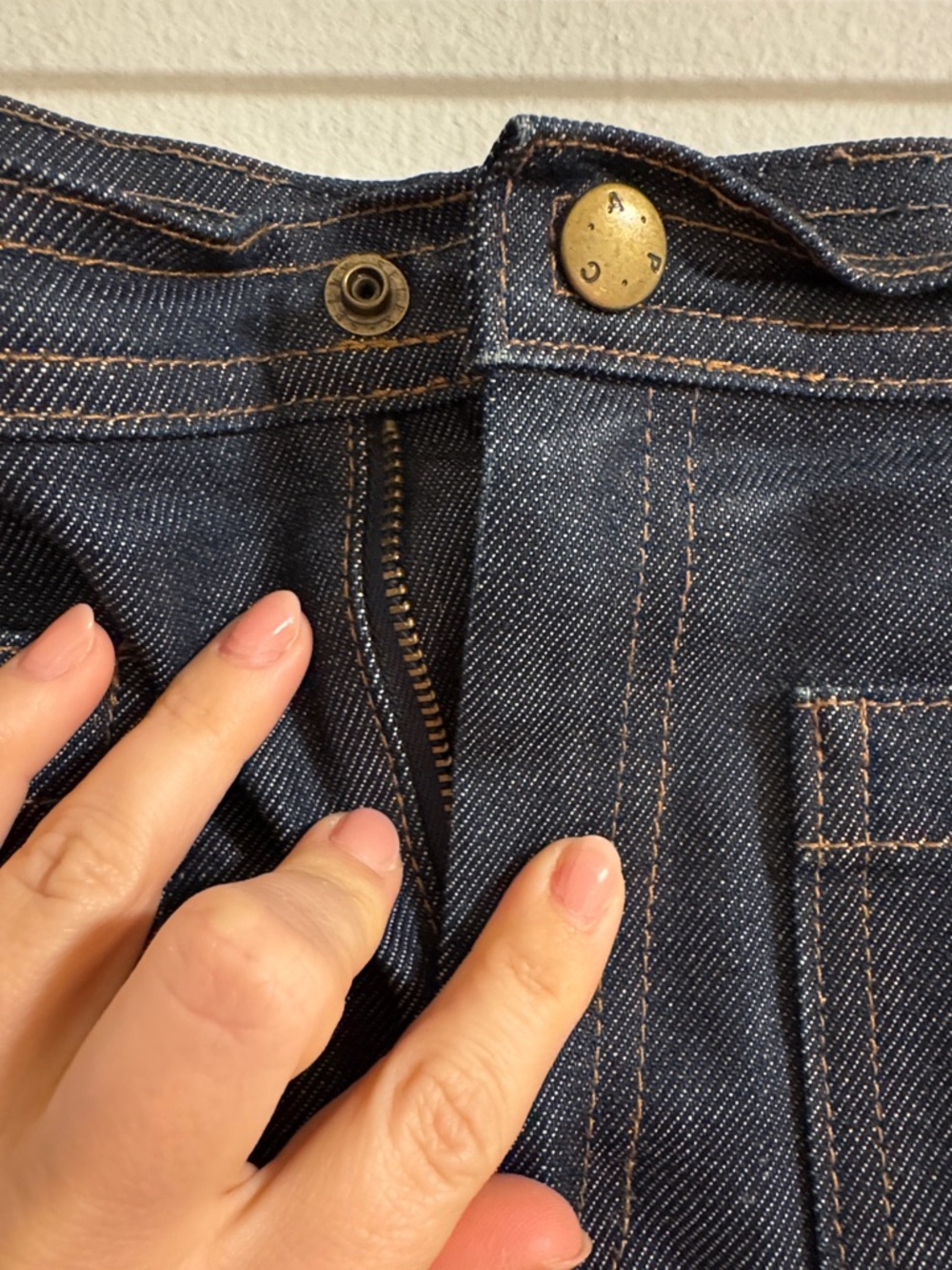 A.P.C. Dark Blue Denim A-Line Patch Pocket Skirt - Picture 3 of 4